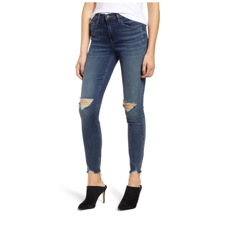 [Blank NYC] Womens The Bond Skinny Fit Distressed Blue Denim Jeans Size 26
